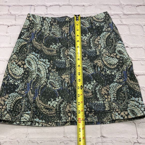 Free People Women Paisley Mini Skirt Size 4 Back Zip Cotton Blend B208 -2 - Picture 4 of 11